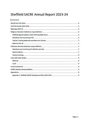 Sheffield SACRE Annual Report 2023-2024